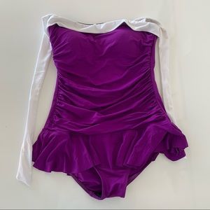Ralph Lauren Size 8 Purple Pleated One Piece